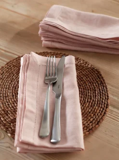 Tafellinnen En Placemats *Secret Linen Store Set of 4 Twill Napkins Lichtroze