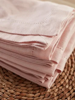 Tafellinnen En Placemats *Secret Linen Store Set of 4 Twill Napkins Lichtroze