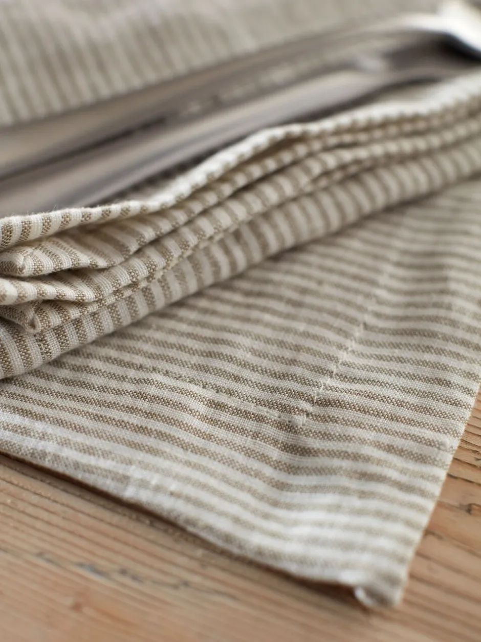Tafellinnen En Placemats *Secret Linen Store Sid Strepen 100% linnen Placemats Natuurlijk