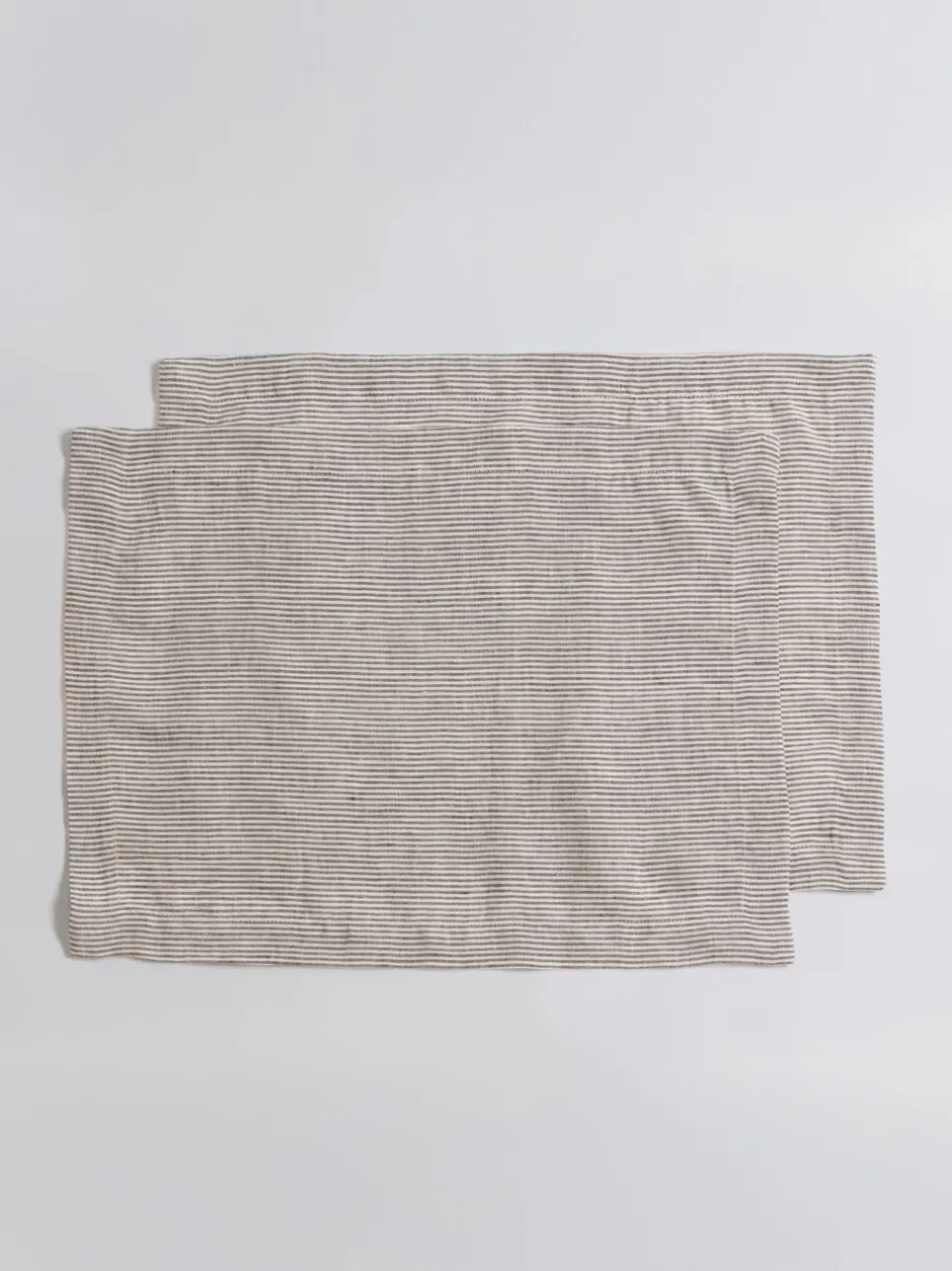 Tafellinnen En Placemats *Secret Linen Store Sid Strepen 100% linnen Placemats Natuurlijk