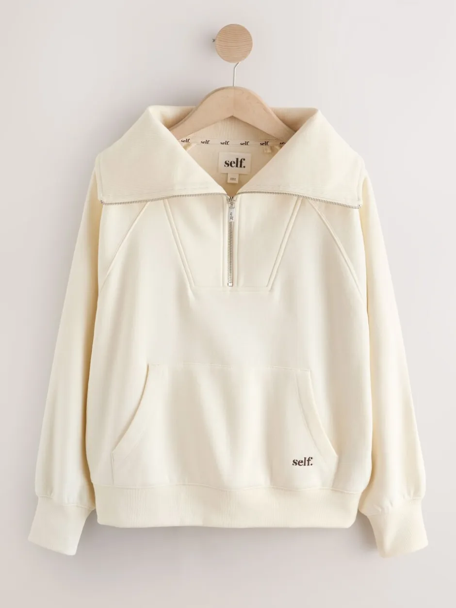 Hoody's En Sweatshirts|self. Half Zip Collar Sweatshirt