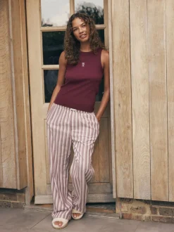 Pyjama's|Alle Nacht- En Loungekleding|self. Ribbed Vest Top and Long Leg Pyjamas Set