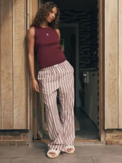 Pyjama's|Alle Nacht- En Loungekleding|self. Ribbed Vest Top and Long Leg Pyjamas Set