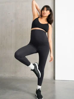 Leggings En Joggingbroeken|Moederschap|Seraphine - Zwarte zwangerschapslegging met buik- en rugondersteuning