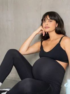 Leggings En Joggingbroeken|Moederschap|Seraphine - Zwarte zwangerschapslegging met buik- en rugondersteuning