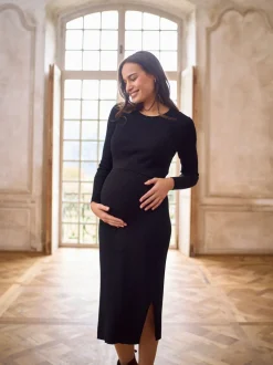 Gebreide Kleding|Jurken*Seraphine Crew Neck Layered Knit Maternity Dress