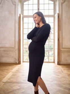 Gebreide Kleding|Jurken*Seraphine Crew Neck Layered Knit Maternity Dress