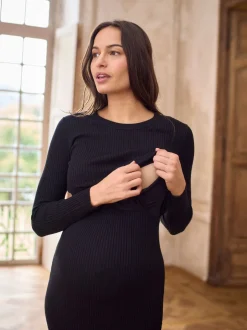 Gebreide Kleding|Jurken*Seraphine Crew Neck Layered Knit Maternity Dress