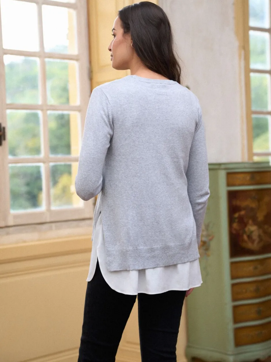Gebreide Kleding|Moederschap*Seraphine katoenen blend zwangerschaps- en borstvoedingsshirt en trui