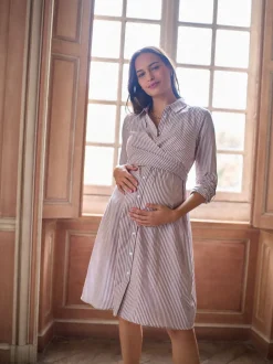 Moederschap|Seraphine Maternity & Nursing Midi Wrap Shirt Dress