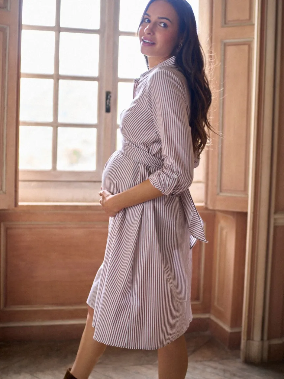 Moederschap|Seraphine Maternity & Nursing Midi Wrap Shirt Dress