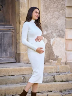 Gebreide Kleding|Jurken|Seraphine Maternity Premium Rib Knit and Nursing Dress