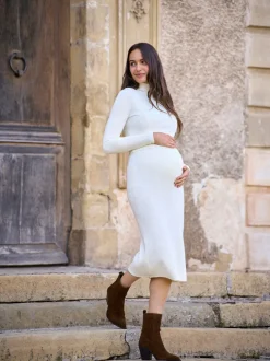 Gebreide Kleding|Jurken|Seraphine Maternity Premium Rib Knit and Nursing Dress