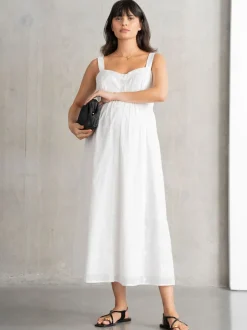 Jurken|Moederschap*Seraphine Maternity V-Neck 100% Cotton White Dress