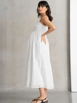 Jurken|Moederschap*Seraphine Maternity V-Neck 100% Cotton White Dress