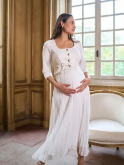 Gelegenheidskleding|Jurken|Seraphine Occasion Maternity & Nursing Bridal Dress With Tweed Bodice & Floaty Pleated Skirt