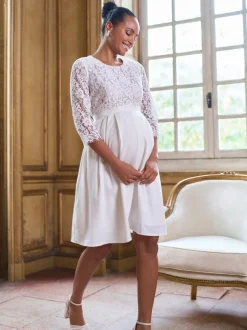 Gelegenheidskleding|Jurken|Seraphine Premium Lace Bodice Maternity & Nursing Occasion Bridal Dress