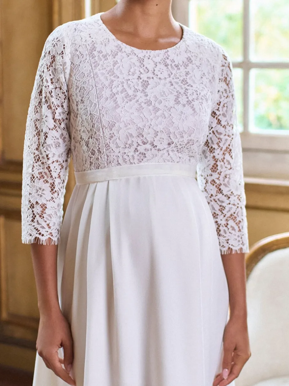 Gelegenheidskleding|Jurken|Seraphine Premium Lace Bodice Maternity & Nursing Occasion Bridal Dress