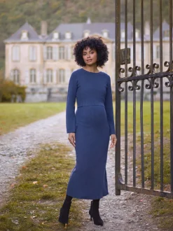 Jurken|Moederschap|Seraphine Ribbed Knitted Maternity and Nursing Midi Dress