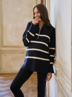 Gebreide Kleding|Moederschap*Seraphine wol-katoen blend zwangerschaps- en voedingstrui