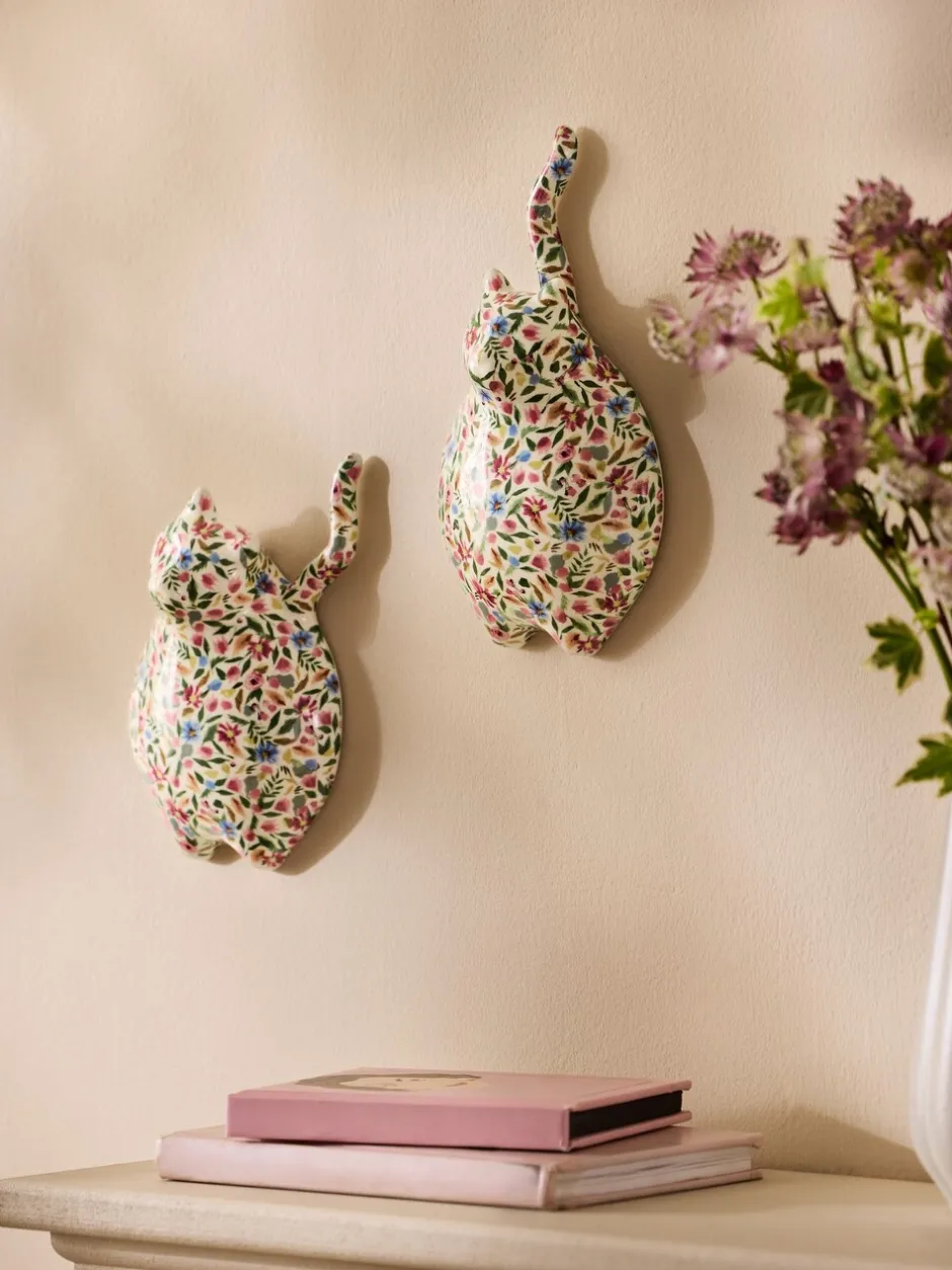 Canvassen En Kunst Voor Aan De Wand*Next Set of 2 Ceramic Ditsy Cat Wall Arts