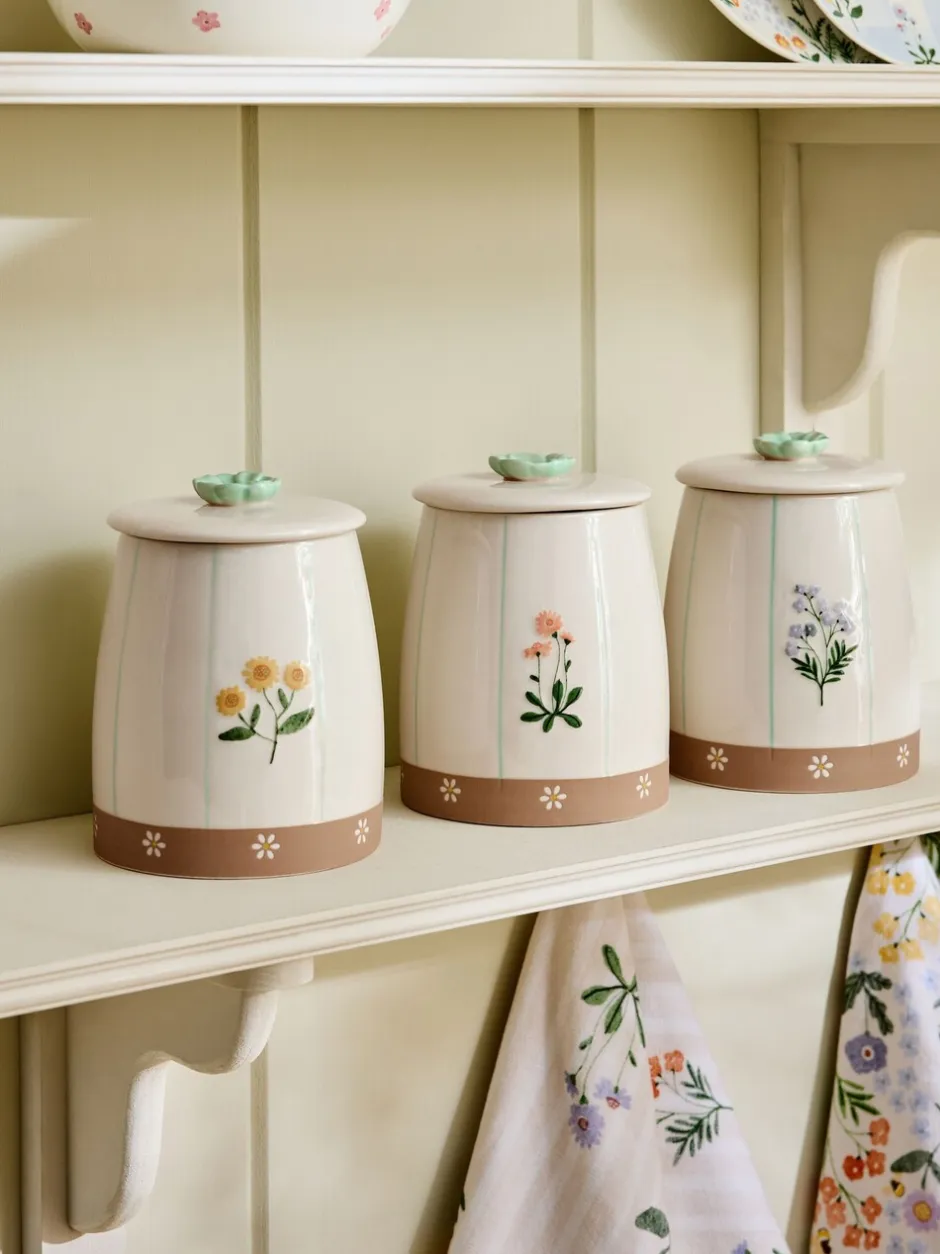 Keukenopslag|Next Set of 3 Floral Ceramic Storage Jars