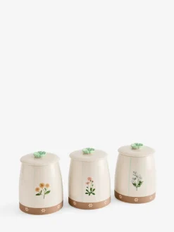 Keukenopslag|Next Set of 3 Floral Ceramic Storage Jars