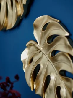 Canvassen En Kunst Voor Aan De Wand*Next Set of 2 Gold Cheese Leaves Wall Art