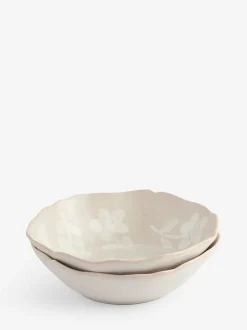 Eetservies En Pastaschalen|Next Set of 2 Hand Painted Floral Pasta Bowls