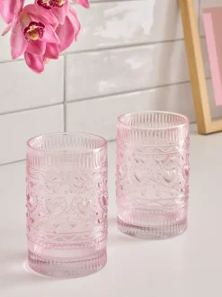 Glas|Tafelgerei*Next Set of 2 Heart Pressed Tumbler Glasses