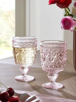 Glas|Next Set of 2 Heart Pressed Wine Glasses