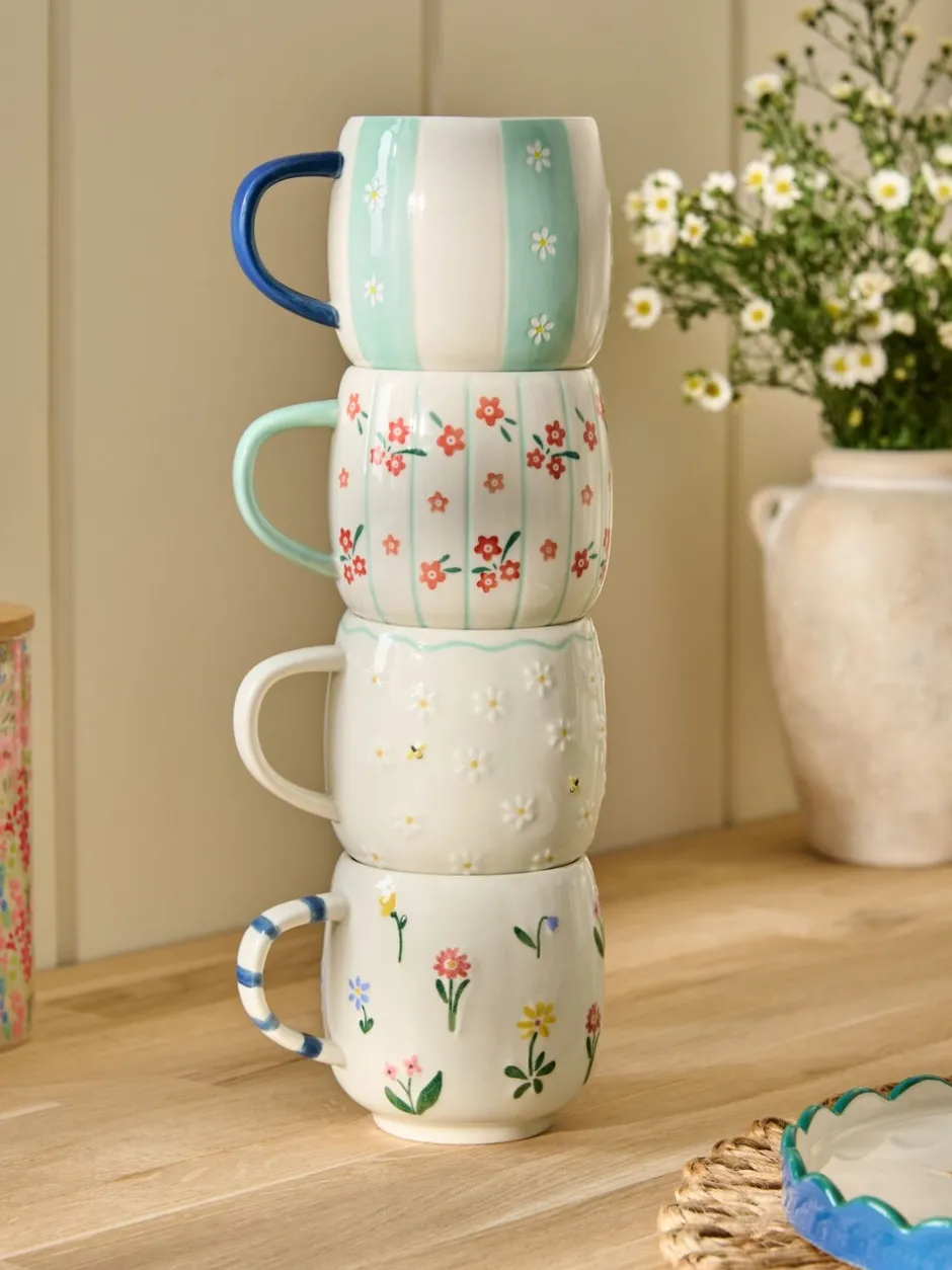 Mokken En Koppen|Tafelgerei|Next Set of 4 Maisie Floral Stacking Mugs