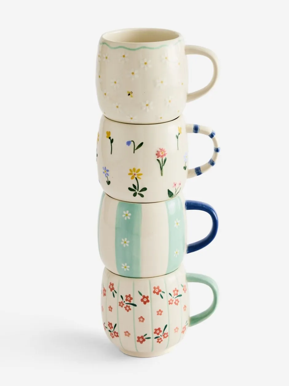 Mokken En Koppen|Tafelgerei|Next Set of 4 Maisie Floral Stacking Mugs