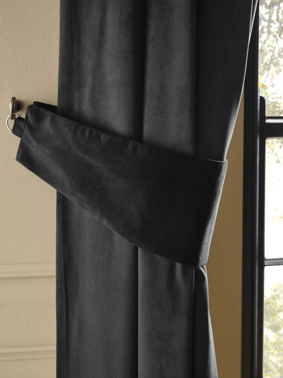 Gordijnroedes En -Accessoires*Next Set of 2 Matte Velvet Curtain Tie Backs Zwart