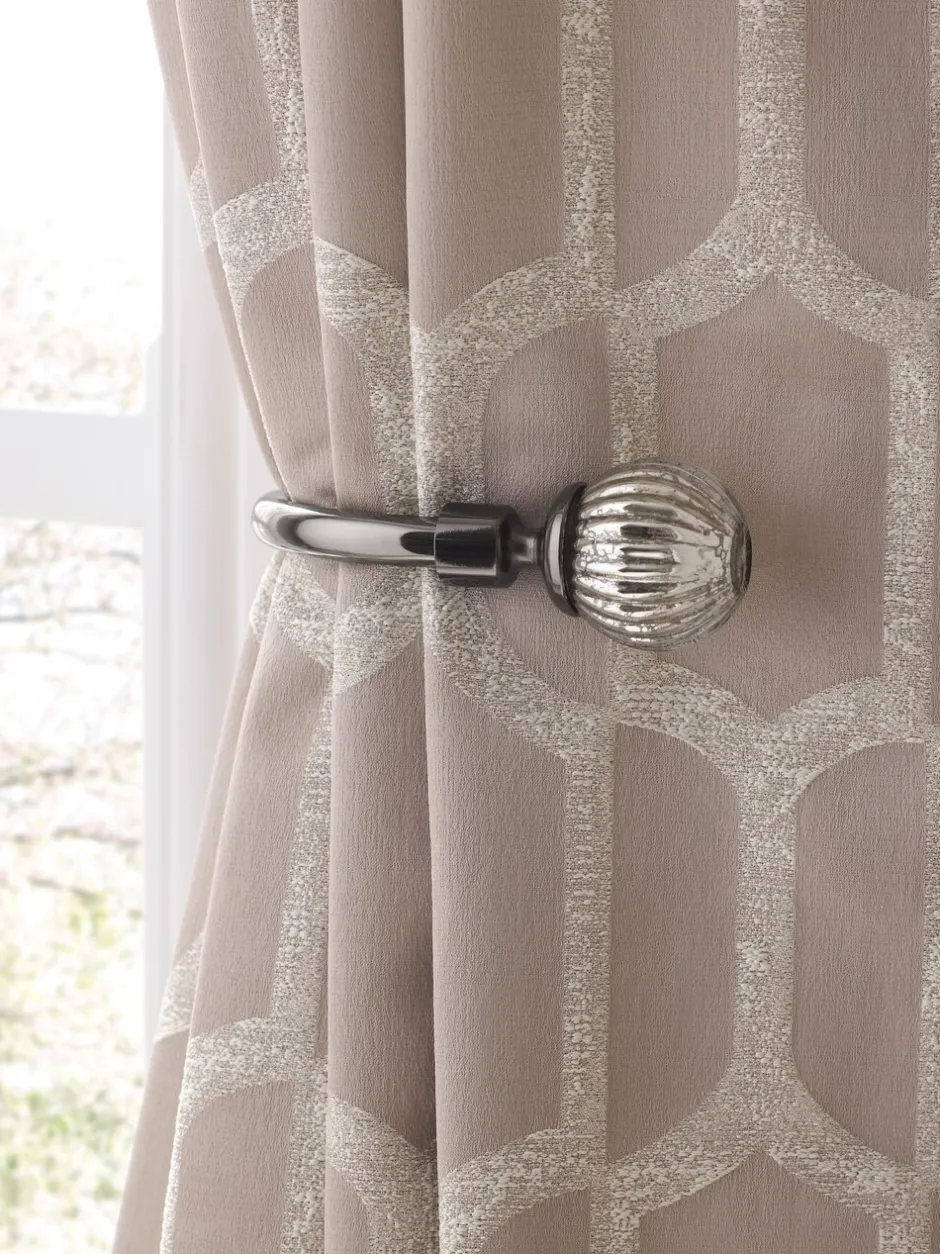 Gordijnroedes En -Accessoires|Next Set of 2 Mercury Glass Curtain Holdbacks Tingrijs