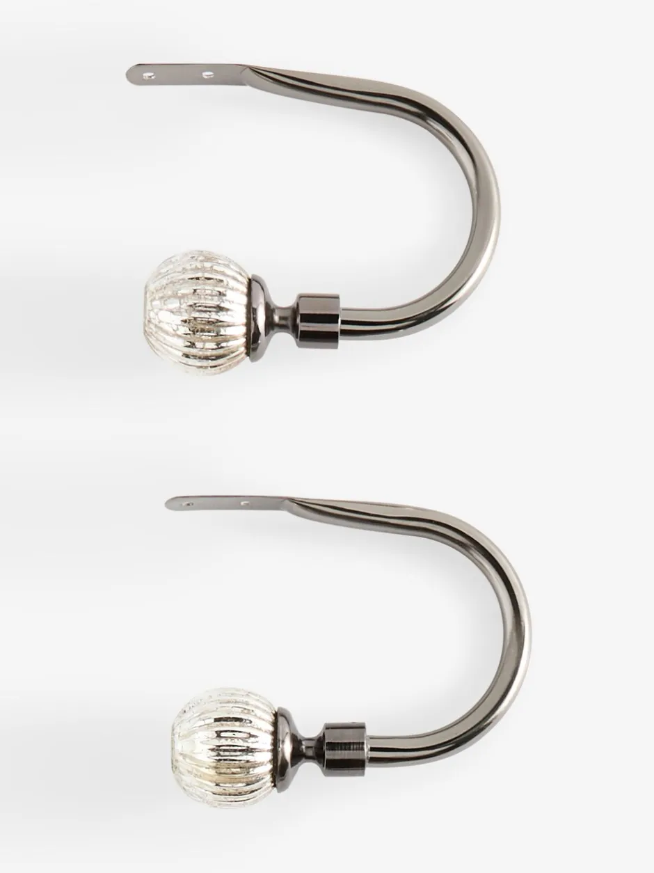 Gordijnroedes En -Accessoires|Next Set of 2 Mercury Glass Curtain Holdbacks Tingrijs