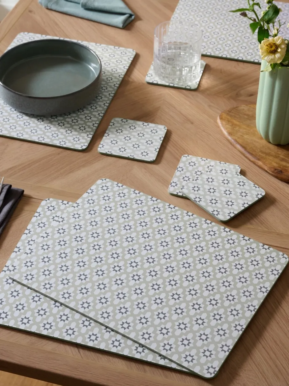Tafellinnen En Placemats |Next Set of 4 Microtile Corkback Placemats and Coasters Set