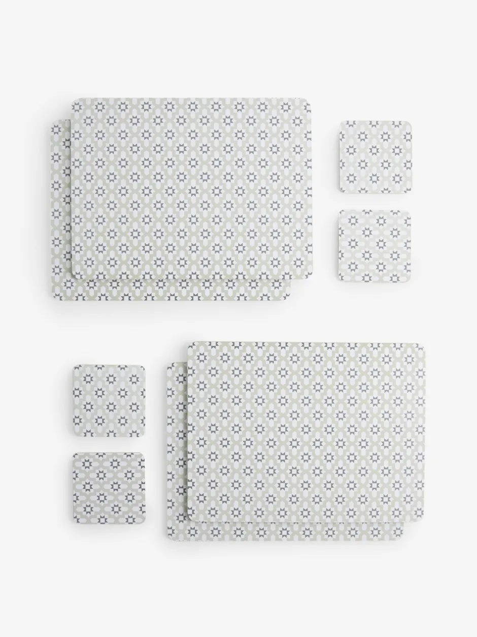 Tafellinnen En Placemats |Next Set of 4 Microtile Corkback Placemats and Coasters Set