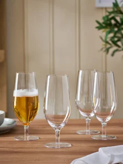 Glas|Next Set of 4 Nova Footed Pint Beer Glasses