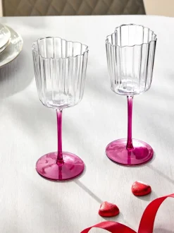 Glas|Next Set of 2 Scalloped Heart Wine Glasses