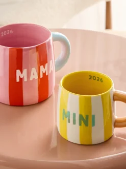 Mokken En Koppen|Tafelgerei*Next Set of 2 Stripe Mama and Mini Est 2026 Mugs