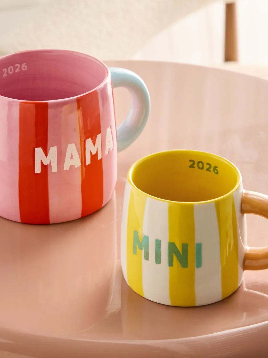 Mokken En Koppen|Tafelgerei*Next Set of 2 Stripe Mama and Mini Est 2026 Mugs