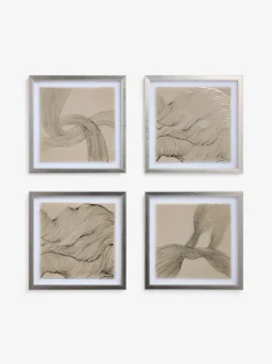 Canvassen En Kunst Voor Aan De Wand|Next Set of 4 Textured Linear Swirl Framed Fabric Wall Art
