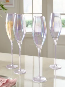 Glas|Tafelgerei|Next Set of 4 Vienna Crystal Champagne Flutes