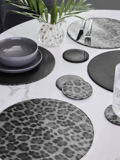 Tafellinnen En Placemats *Next Set van 4 Zwart met luipaardprint