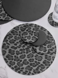 Tafellinnen En Placemats *Next Set van 4 Zwart met luipaardprint