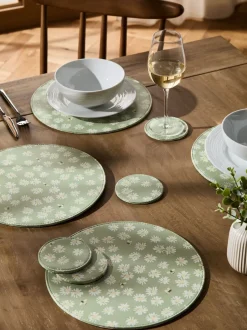 Tafellinnen En Placemats *Next Set van 4 Saliegroene madeliefjesbij