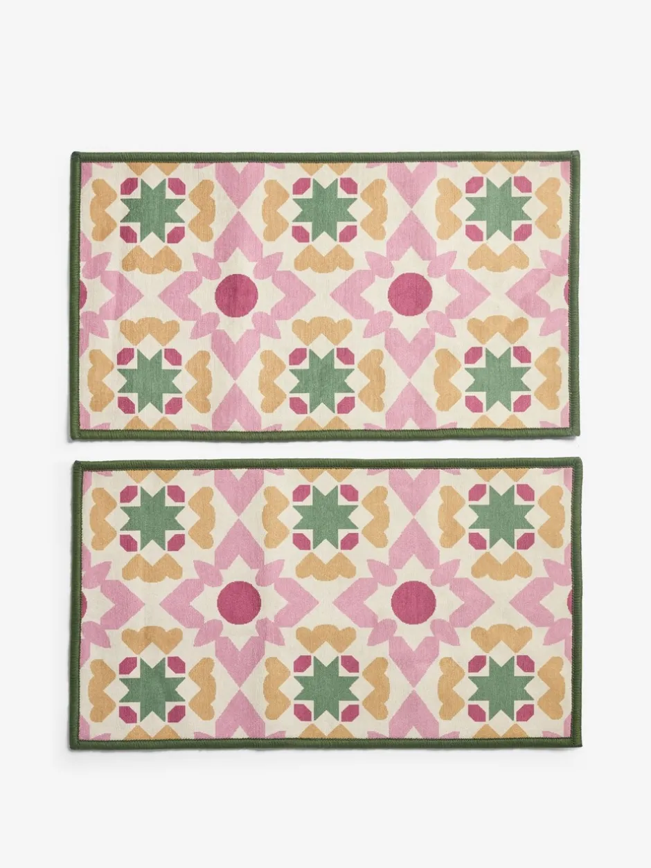 Deurmatten|Vloerkleden En Lopers*Next Set van 2 afwasbare deurmatten met geometrische Tile print