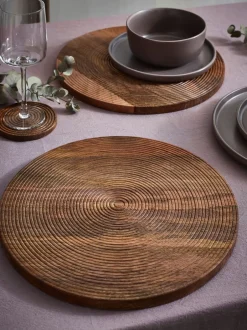Tafellinnen En Placemats *Next Set van 2 Bronx geëtste houten placemats Natuurlijk