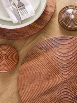 Tafellinnen En Placemats *Next Set van 2 Bronx geëtste houten placemats Natuurlijk